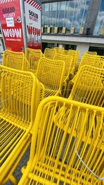 Stack of yellow for sale at market stall