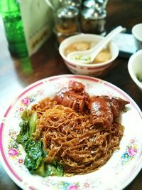 Close-up of food served in plate