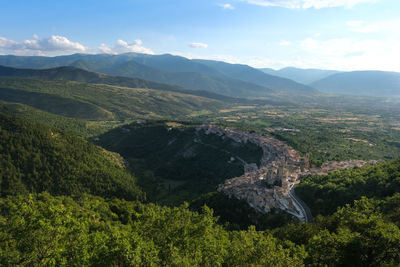 High angle view of landscape against sky