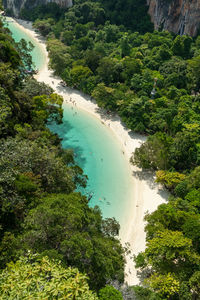 High angle view of bay