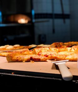 Close-up of pizza on table