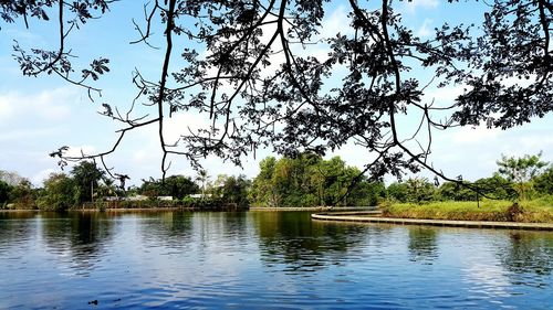 Scenic view of lake against sky