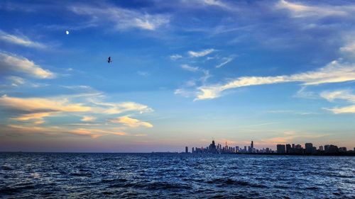 Scenic view of sea at sunset
