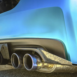 Close-up of blue car