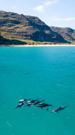 Aerial view of sea against sky