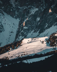 Scenic view of snow covered mountains