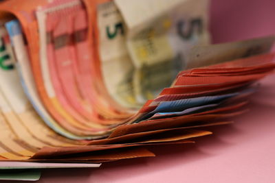Close-up of books on table