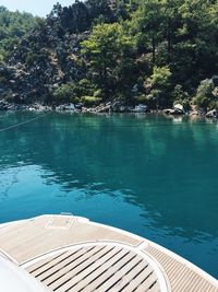 High angle view of swimming pool by lake