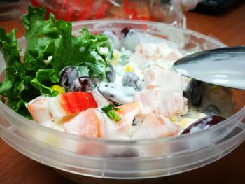 Close-up of food in bowl on table