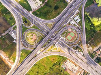 Aerial view of traffic circle in thailand