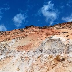 Low angle view of desert against blue sky