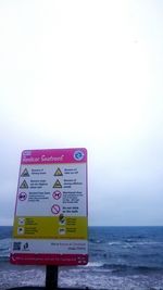 Information sign in sea