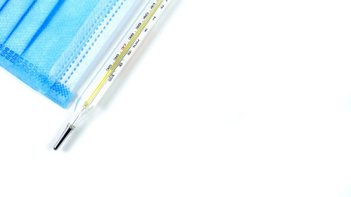 High angle view of pen over white background