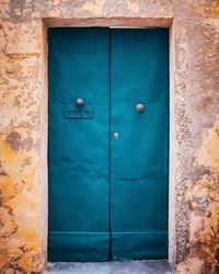 Closed door of building