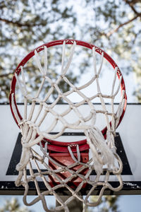 Low angle view of basketball hoop