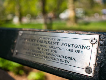 Close-up of text on wall