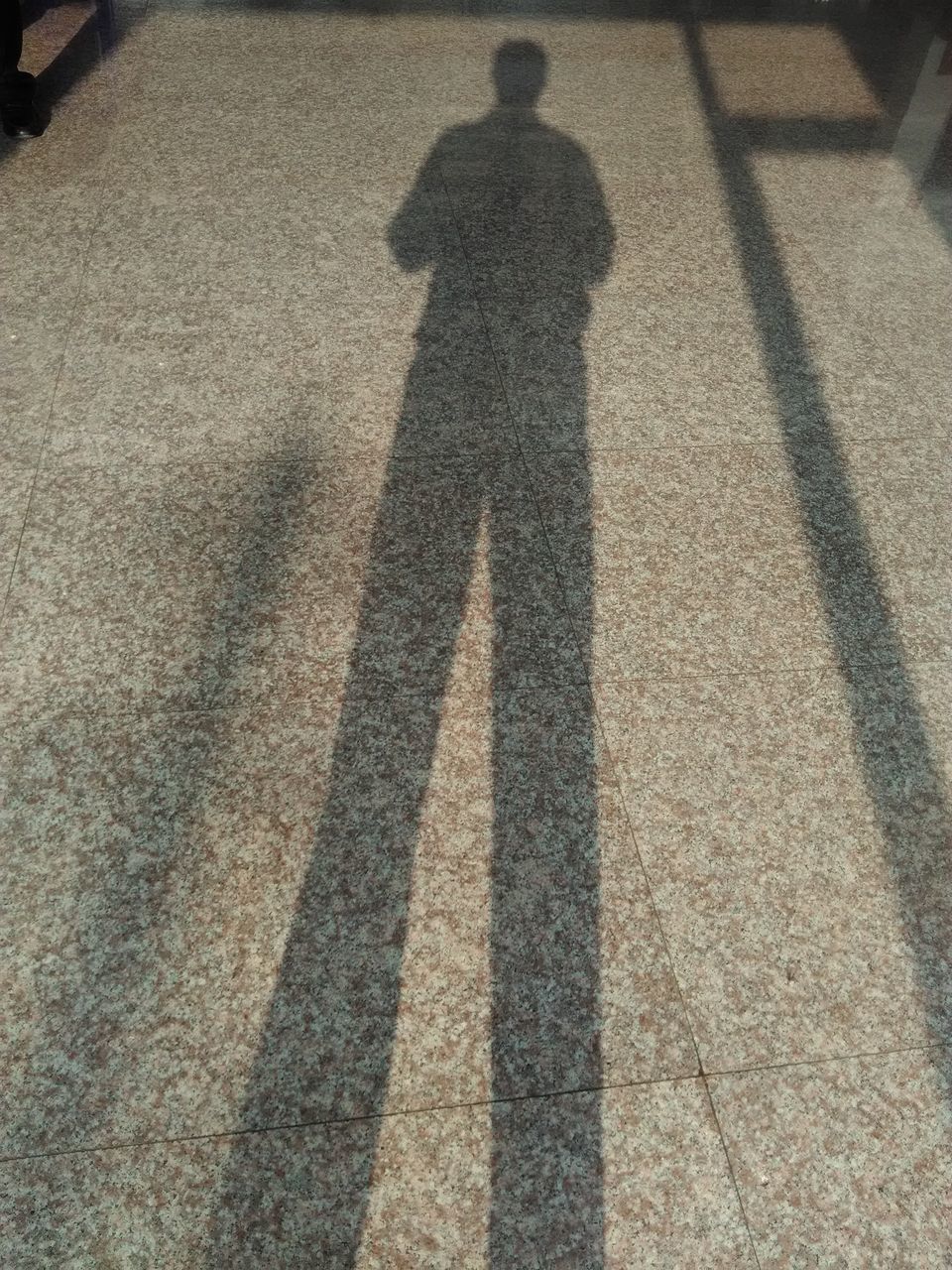 HIGH ANGLE VIEW OF SHADOW OF MAN ON GROUND