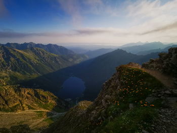 Scenic view of mountains against sky