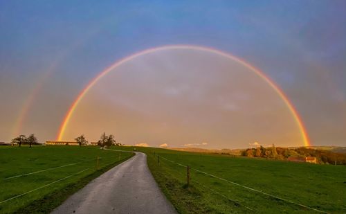 Scenic view of rainbow against sky