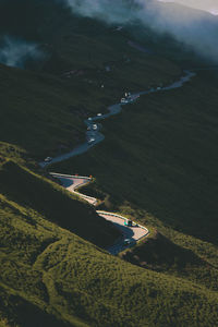 High angle view of road on mountain