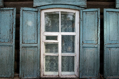 Closed door of old building