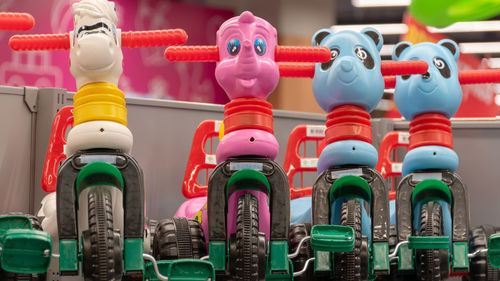 Close-up of toys for sale