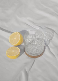 High angle view of drink on table