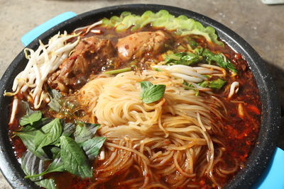 Close-up of food in bowl on table