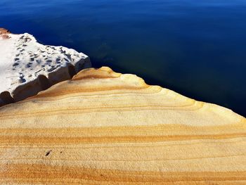 High angle view of rocks on beach