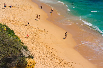 High angle view of people on beach