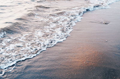High angle view of sand at beach