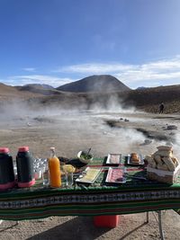 Breakfast at geyser del tatio in the atacama desert