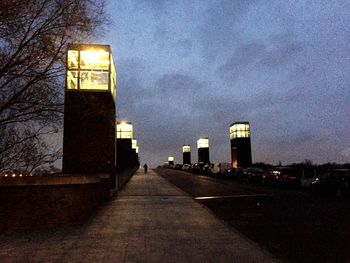 Illuminated street lights at night