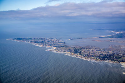 Aerial view of sea against sky