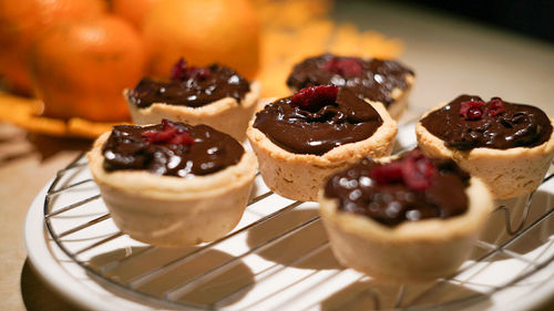 Close-up of dessert on cooling rack