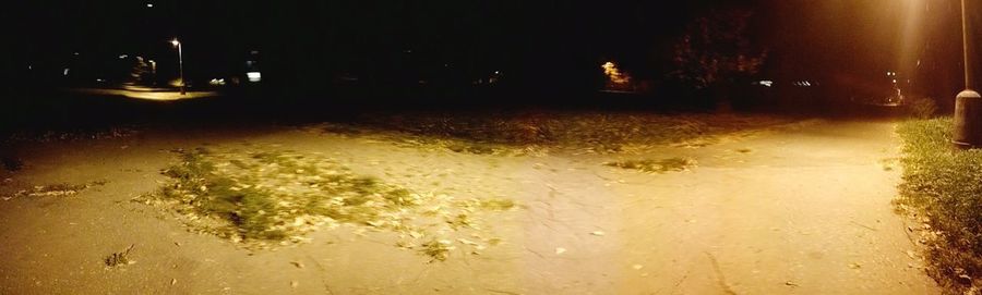 View of illuminated street at night