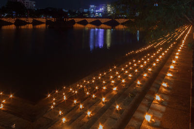 High angle view of illuminated city at night