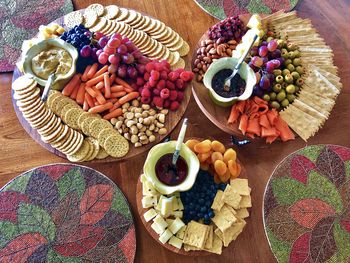 High angle view of fruits in bowl on table
