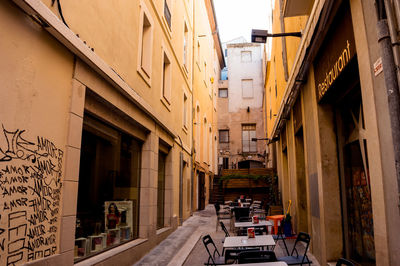 Narrow alley amidst buildings in city