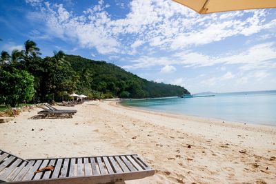 Scenic view of beach against sky