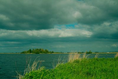 Scenic view of lake against sky