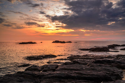 Scenic view of sea against sky during sunset