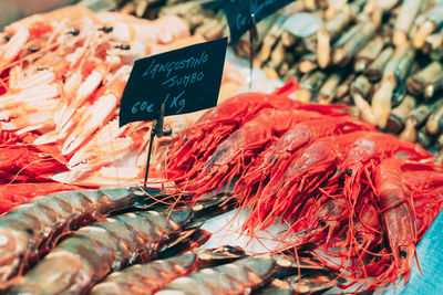 Close-up of seafood for sale at market