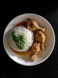 High angle view of food in plate