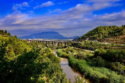 Bridge over river against sky