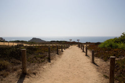 Scenic view of sea against clear sky