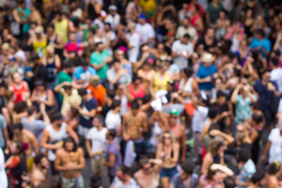 High angle view of crowd in city