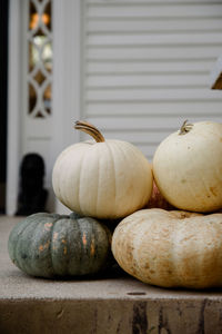 Close-up of pumpkins on table