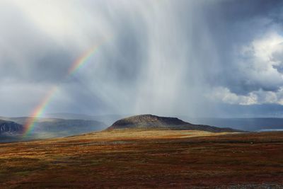 Scenic view of rainbow against sky