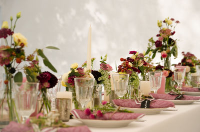 Close-up of flower vase on table